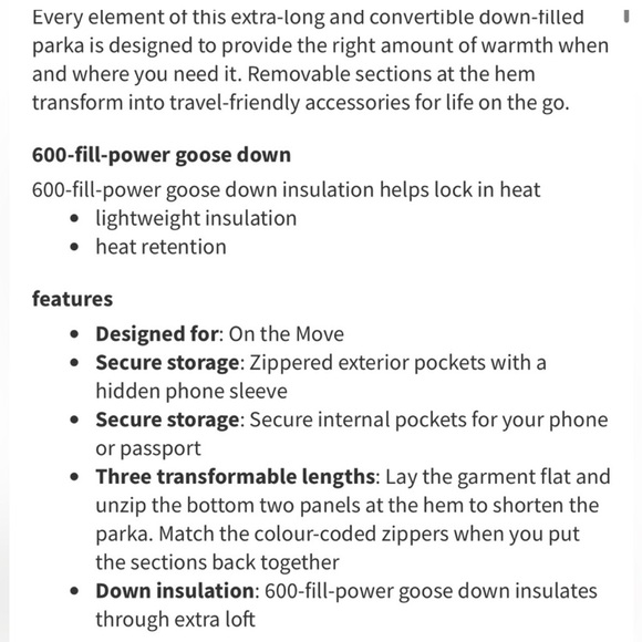 Lululemon Transformable Parka Black Size 6 Long Vest Removable Sections Down - Picture 16 of 16